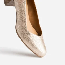 Escarpin ERAM FLEX doré en cuir embossé