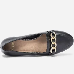 Escarpin noir à talon et chaîne-bijou