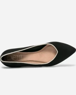 Escarpin noir suédé éco-conçu à bord doré et bout pointu