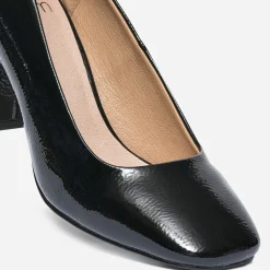 Escarpin noir verni à bout carré