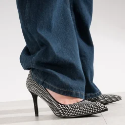 Escarpin stiletto TEXTO noir décor strass