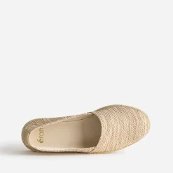 Espadrille beige textile tressé rayé