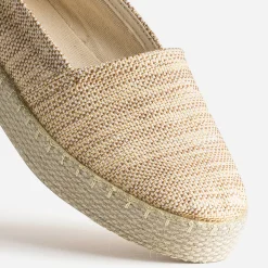 Espadrille beige textile tressé rayé