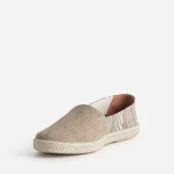 Espadrille beige toile motif rayures
