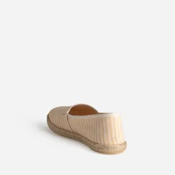 Espadrille beige toile rayée jaune