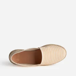 Espadrille beige toile rayée jaune