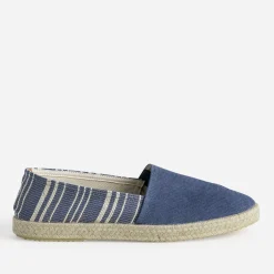 Espadrille bleue toile motif rayures