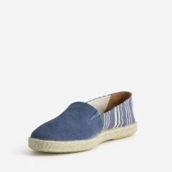 Espadrille bleue toile motif rayures