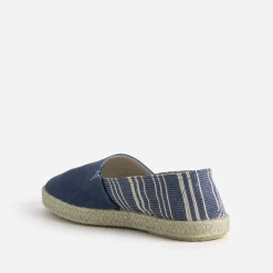 Espadrille bleue toile motif rayures