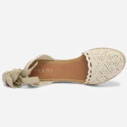 Espadrille compensée écrue façon crochet