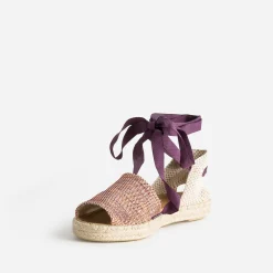 Espadrille violet, corail, blanc en textile