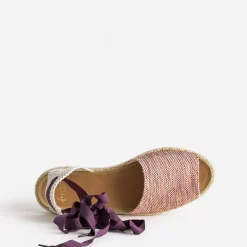 Espadrille violet, corail, blanc en textile