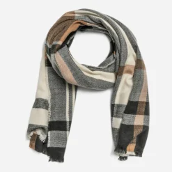 Etole écrue, camel et noir à motif carreaux