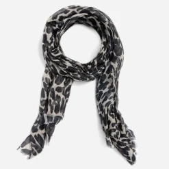 Foulard beige à motif léopard