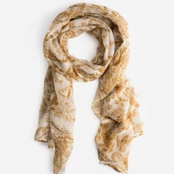 Foulard camel à motif cachemire floral