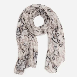 Foulard TEXTO beige à motif fleurs baroques