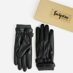 Gants homme noirs finition tricot