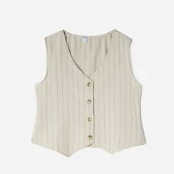 Gilet de costume TEXTO beige rayures tennis