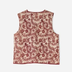 Gilet réversible TEXTO rouge motif fleurs indiennes