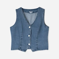 Gilet sans manches TEXTO en jean bleu