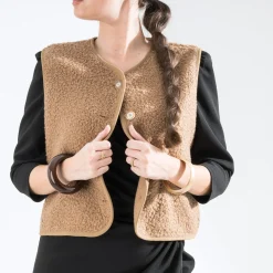Gilet TEXTO camel sans manches