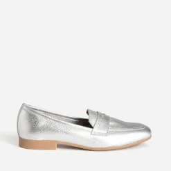 Mocassin argent métallisé cuir