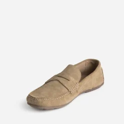 Mocassin beige éco-conçu en cuir velours