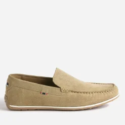 Mocassin beige en cuir velours