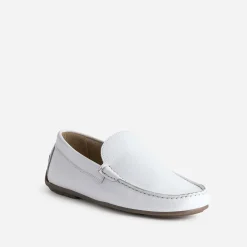 Mocassin blanc en cuir