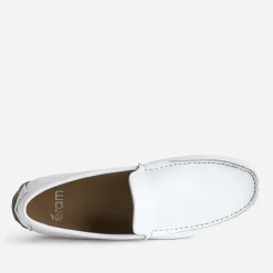 Mocassin blanc en cuir