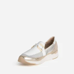 Mocassin confort CAPRICE doré et blanc cuir