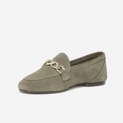 Mocassin kaki éco-conçu en cuir velours