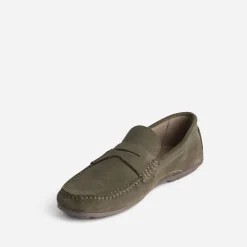 Mocassin kaki éco-conçu en cuir velours