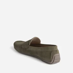 Mocassin kaki éco-conçu en cuir velours