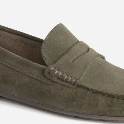 Mocassin kaki éco-conçu en cuir velours