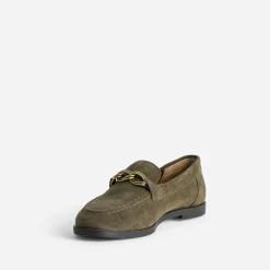 Mocassin kaki cuir velours