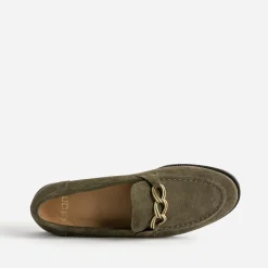 Mocassin kaki cuir velours