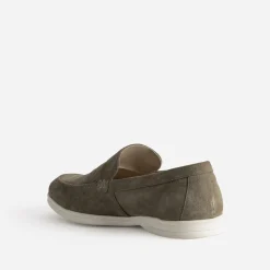 Mocassin kaki cuir velours