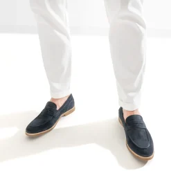 Mocassin marine cuir velours éco-conçu