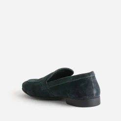 Mocassin marine cuir velours