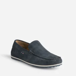 Mocassin marine en cuir velours