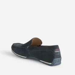 Mocassin marine en cuir velours