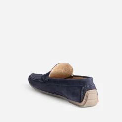 Mocassin marine en cuir velours