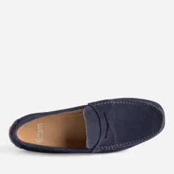 Mocassin marine en cuir velours
