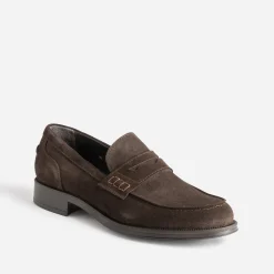 Mocassin marron en cuir velours