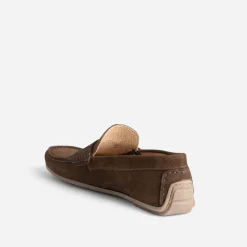 Mocassin marron en cuir velours