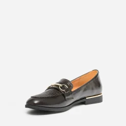 Mocassin marron verni embossé effet python