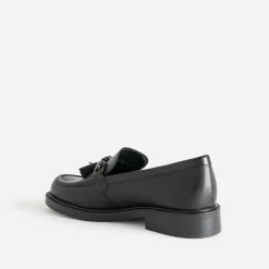 Mocassin noir cuir à pampilles