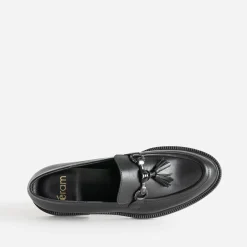 Mocassin noir cuir à pampilles