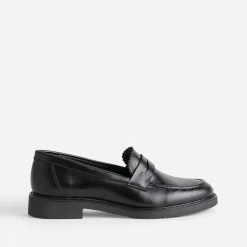 Mocassin noir cuir bord cranté éco-conçu